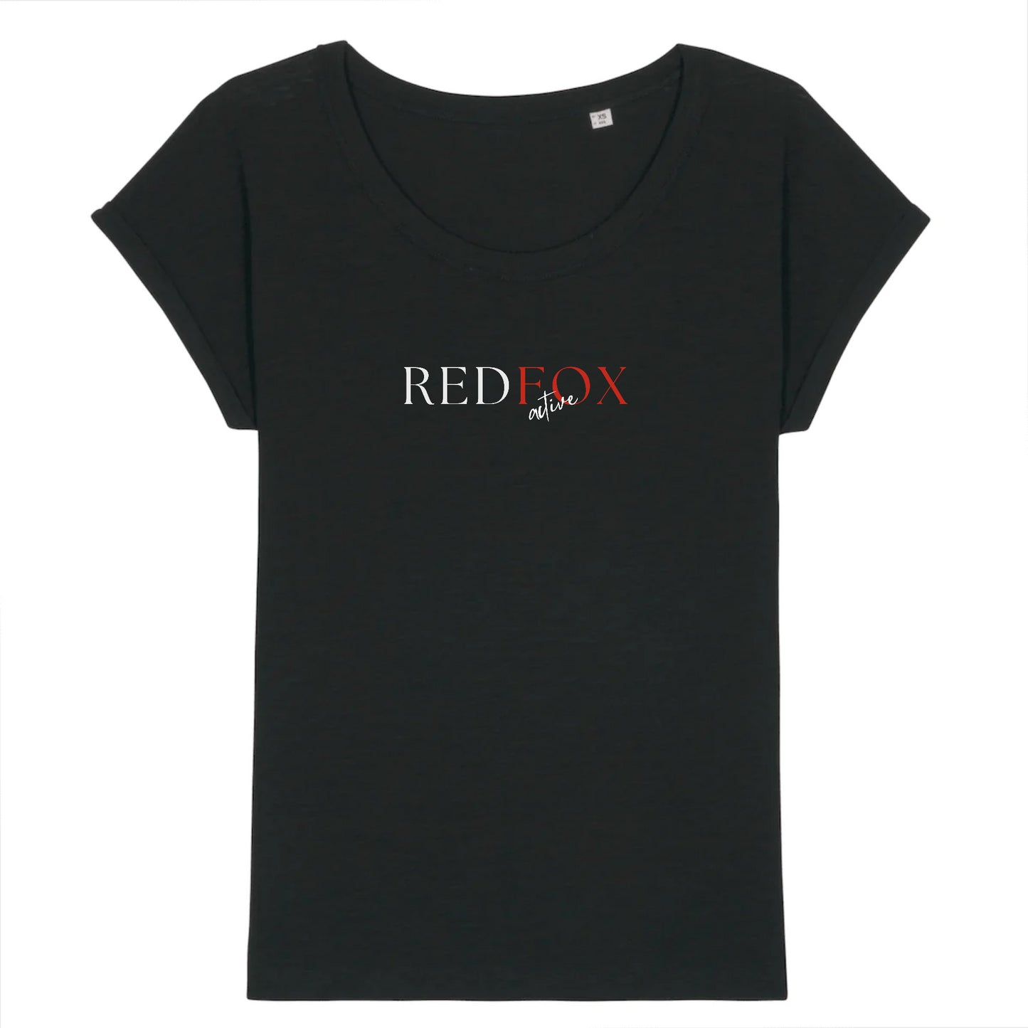T-shirt à manches retroussées - REDFOX Active Blanc/Rouge STELLA - 100% Coton Biologique