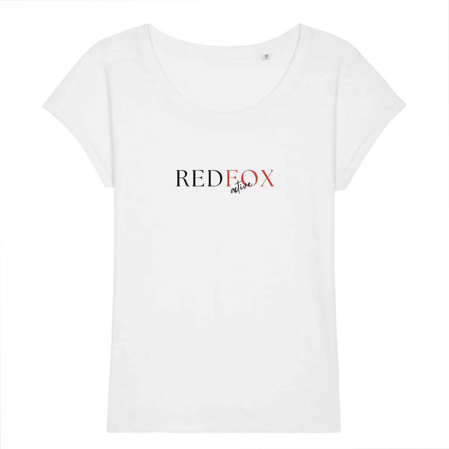 Rolled Sleeve Tee - REDFOX Active Blk/Red STELLA - 100% Organic Cotton